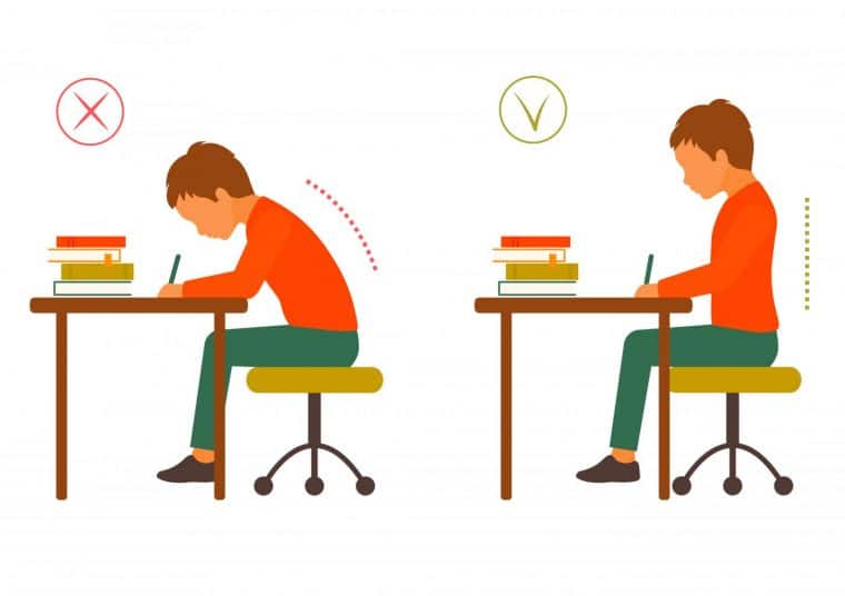 proper posture at school desk
