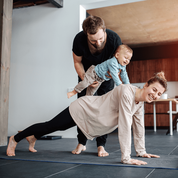 Young Family yoga plank