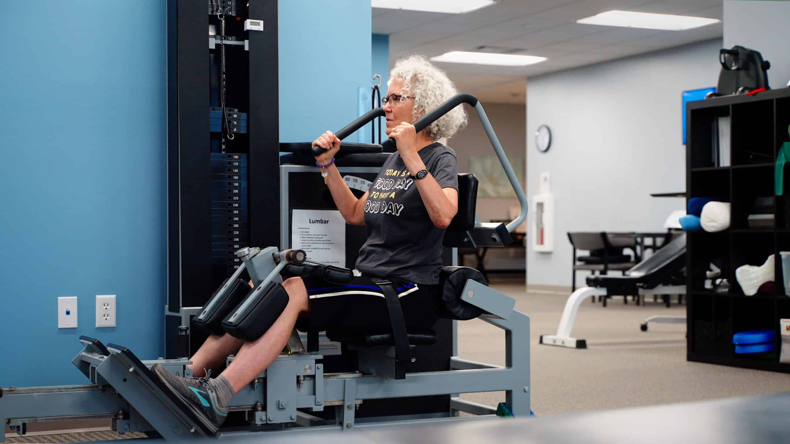 MedX maintenance patient doing excercises on her own