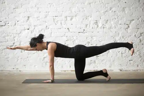 woman doing bird dog stretch